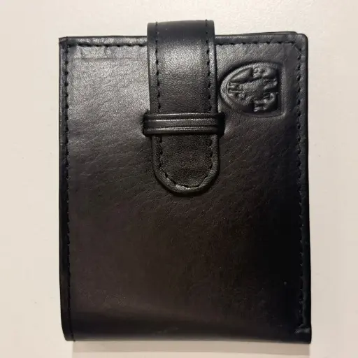 [BIL-014N] BILLETERA DE CUERO C/1VOL Y RAB (130) NEG